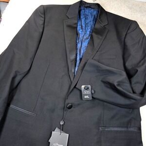 Bryan Michaels Tuxedo Blazer Mens 44L Black Paisley Lining Single Breasted NWT